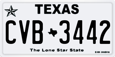 TX license plate CVB3442