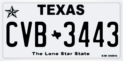 TX license plate CVB3443