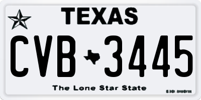 TX license plate CVB3445