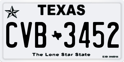 TX license plate CVB3452