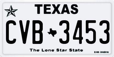 TX license plate CVB3453