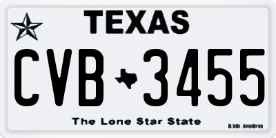TX license plate CVB3455