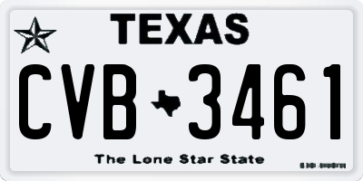 TX license plate CVB3461