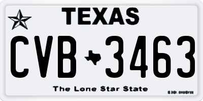 TX license plate CVB3463