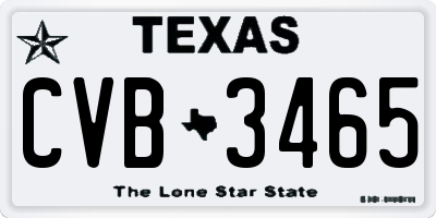 TX license plate CVB3465