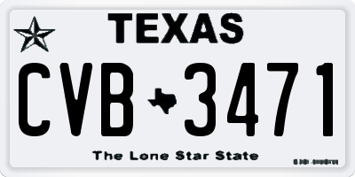 TX license plate CVB3471