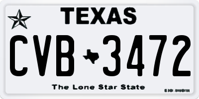 TX license plate CVB3472