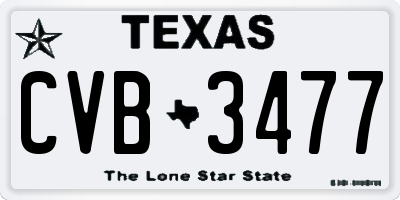 TX license plate CVB3477