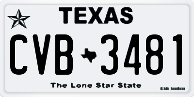 TX license plate CVB3481