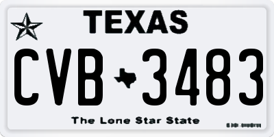 TX license plate CVB3483