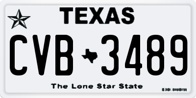 TX license plate CVB3489