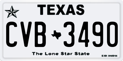 TX license plate CVB3490