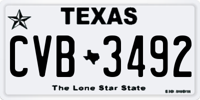 TX license plate CVB3492