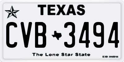 TX license plate CVB3494