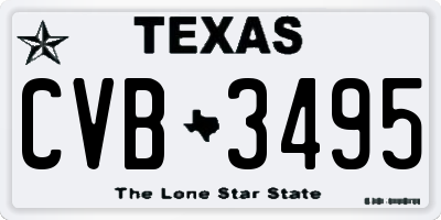 TX license plate CVB3495