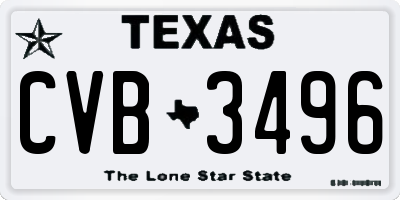TX license plate CVB3496
