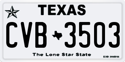 TX license plate CVB3503