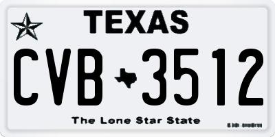 TX license plate CVB3512