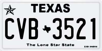 TX license plate CVB3521