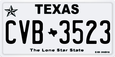 TX license plate CVB3523