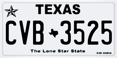 TX license plate CVB3525