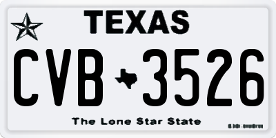 TX license plate CVB3526