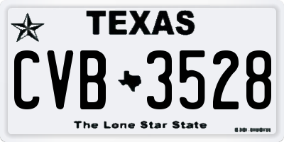 TX license plate CVB3528