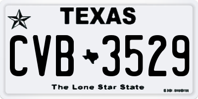 TX license plate CVB3529