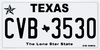 TX license plate CVB3530