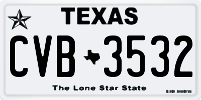 TX license plate CVB3532