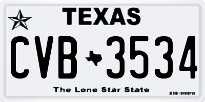 TX license plate CVB3534