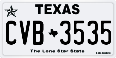 TX license plate CVB3535