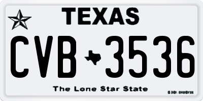 TX license plate CVB3536