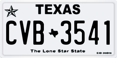 TX license plate CVB3541
