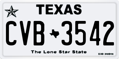 TX license plate CVB3542