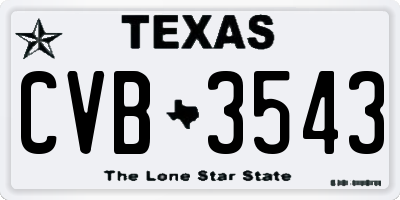 TX license plate CVB3543