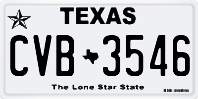 TX license plate CVB3546