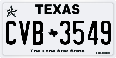 TX license plate CVB3549