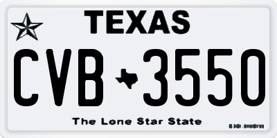 TX license plate CVB3550