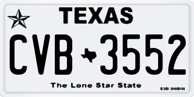 TX license plate CVB3552