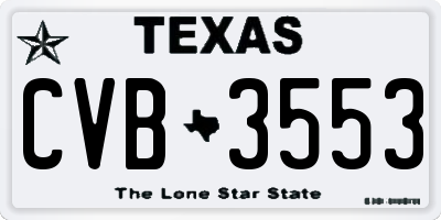 TX license plate CVB3553