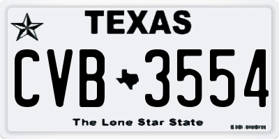 TX license plate CVB3554