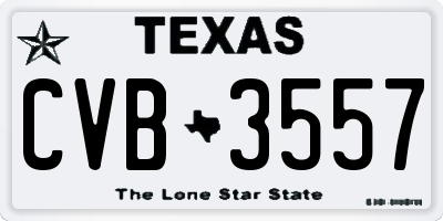 TX license plate CVB3557
