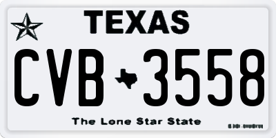 TX license plate CVB3558