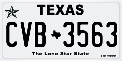 TX license plate CVB3563