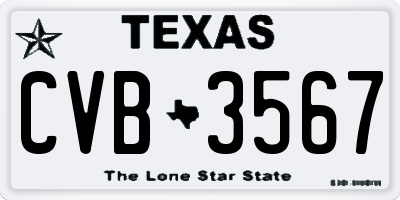 TX license plate CVB3567