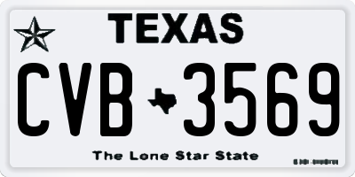 TX license plate CVB3569