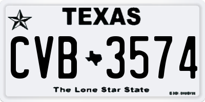 TX license plate CVB3574