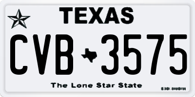 TX license plate CVB3575