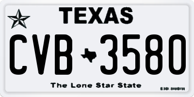 TX license plate CVB3580